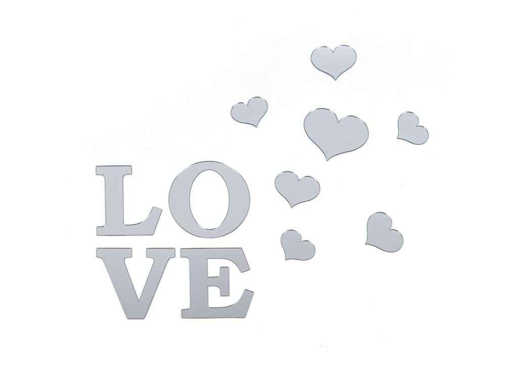 Дзеркальний декор акриловий самоклеючий Love срібло 11шт (D) SW-00002495 ТМSTICKER WALL Дзеркальний декор акриловий самоклеючий Love срібло 11шт (D) SW-00002495 ТМSTICKER WALL