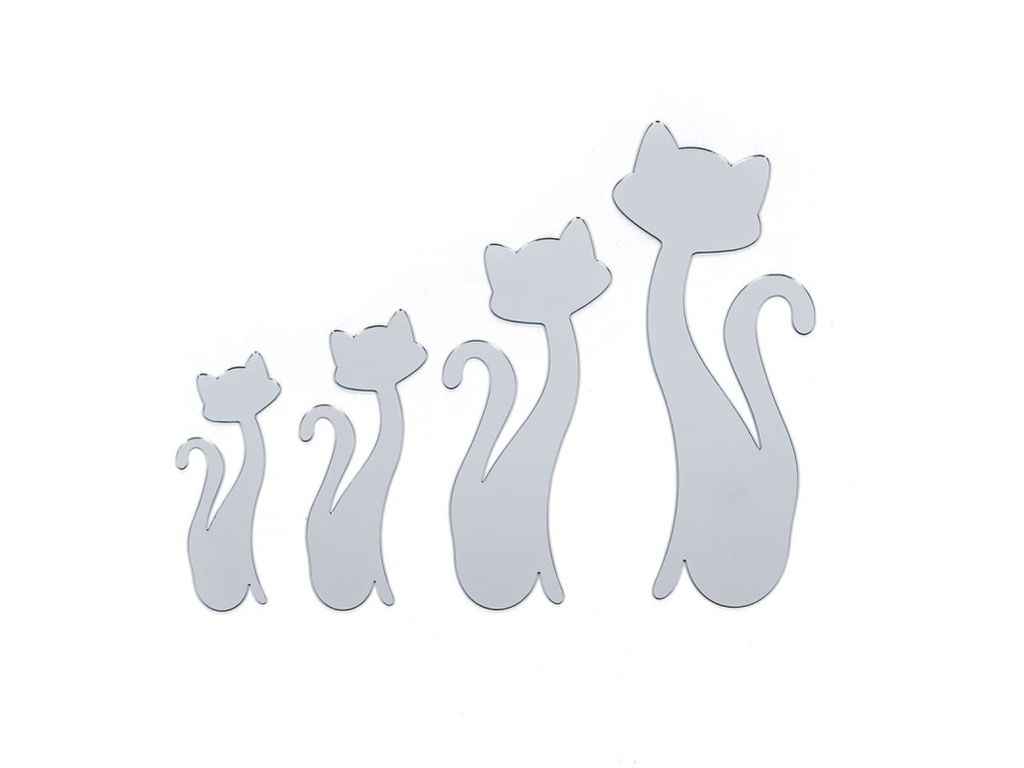 Дзеркальний декор акриловий самоклеючий Котики срібло 4шт (D) SW-00002494 ТМSTICKER WALL Дзеркальний декор акриловий самоклеючий Котики срібло 4шт (D) SW-00002494 ТМSTICKER WALL
