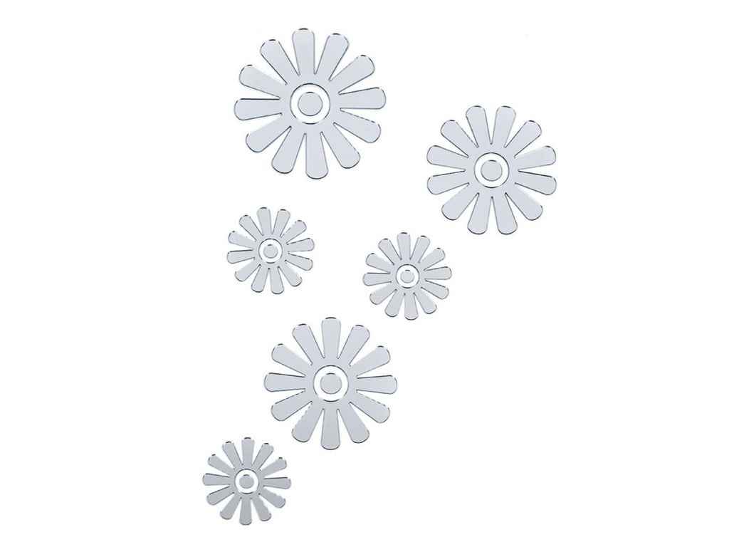 Дзеркальний декор акриловий самоклеючий Квіти срібло 6шт (D) SW-00002519 ТМSTICKER WALL Дзеркальний декор акриловий самоклеючий Квіти срібло 6шт (D) SW-00002519 ТМSTICKER WALL