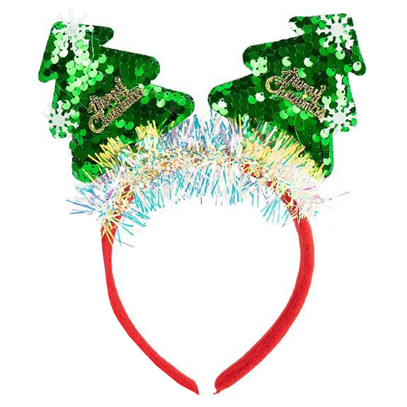 Дитячий новорічний обідок "Ялинка" 2503-SP(Green) з паєтками Дитячий новорічний обідок "Ялинка" 2503-SP(Green) з паєтками