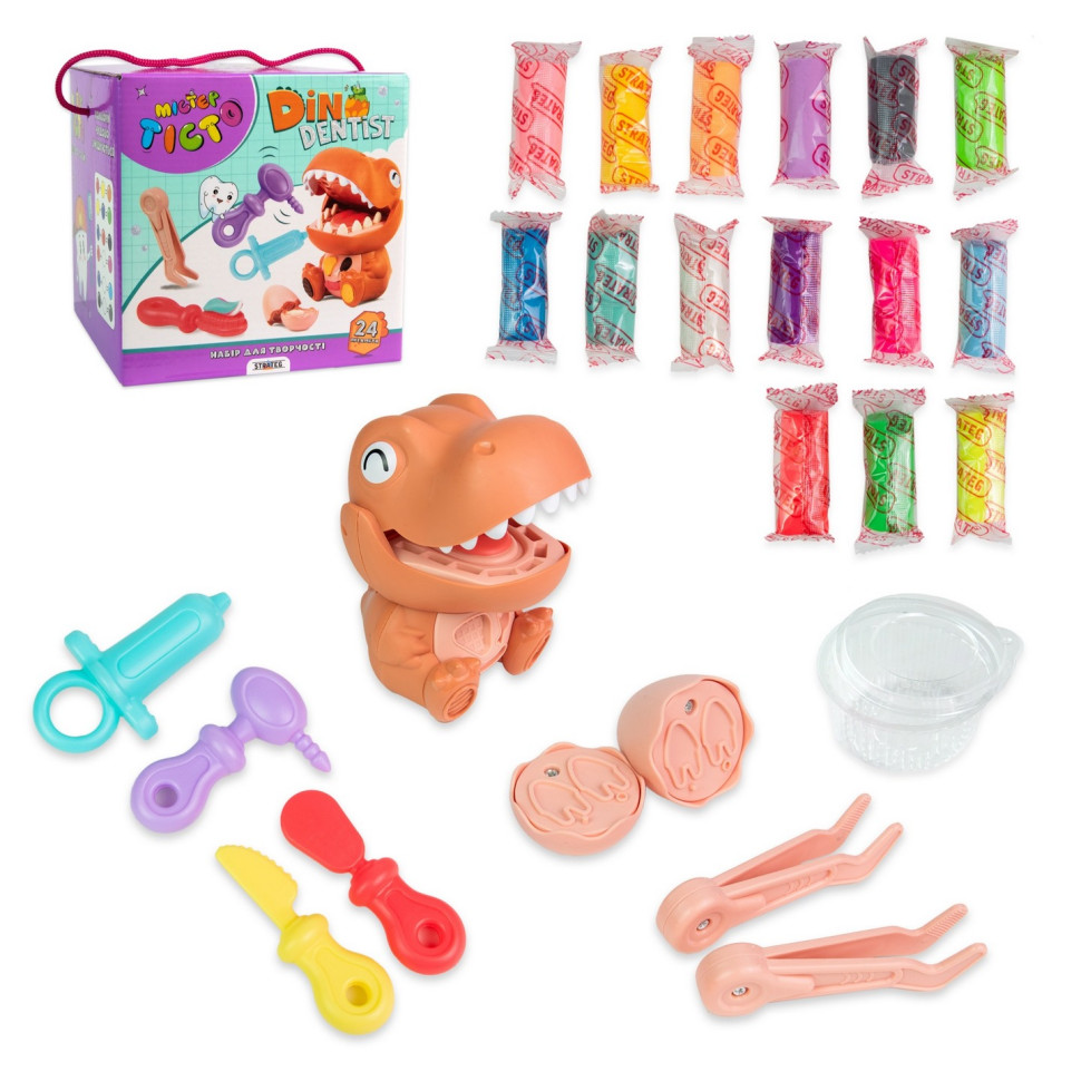 Дитячий набір для творчості "Містер тісто Dino Dentist" 41020, 24 предмети Дитячий набір для творчості "Містер тісто Dino Dentist" 41020, 24 предмети