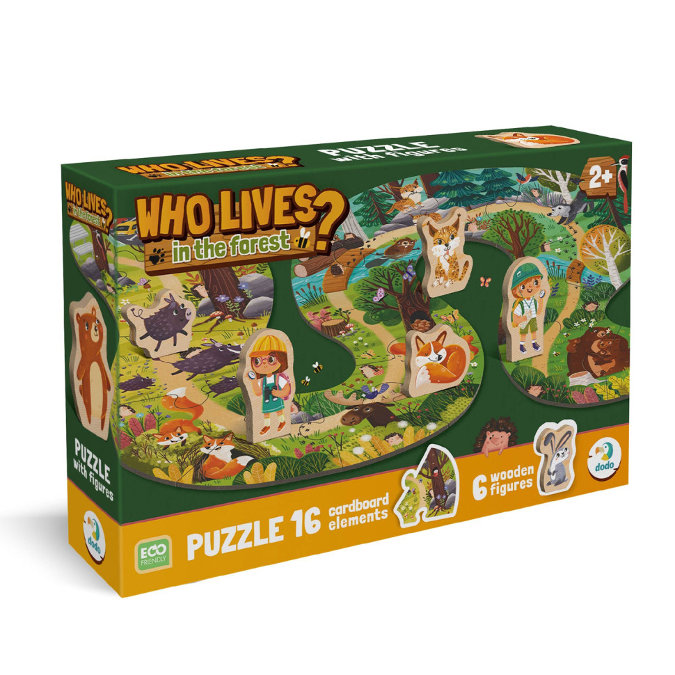 Детский пазл с деревянными фигурками "Кто живет в лесу?" 300608, 16 элементов Детский пазл с деревянными фигурками "Кто живет в лесу?" 300608, 16 элементов