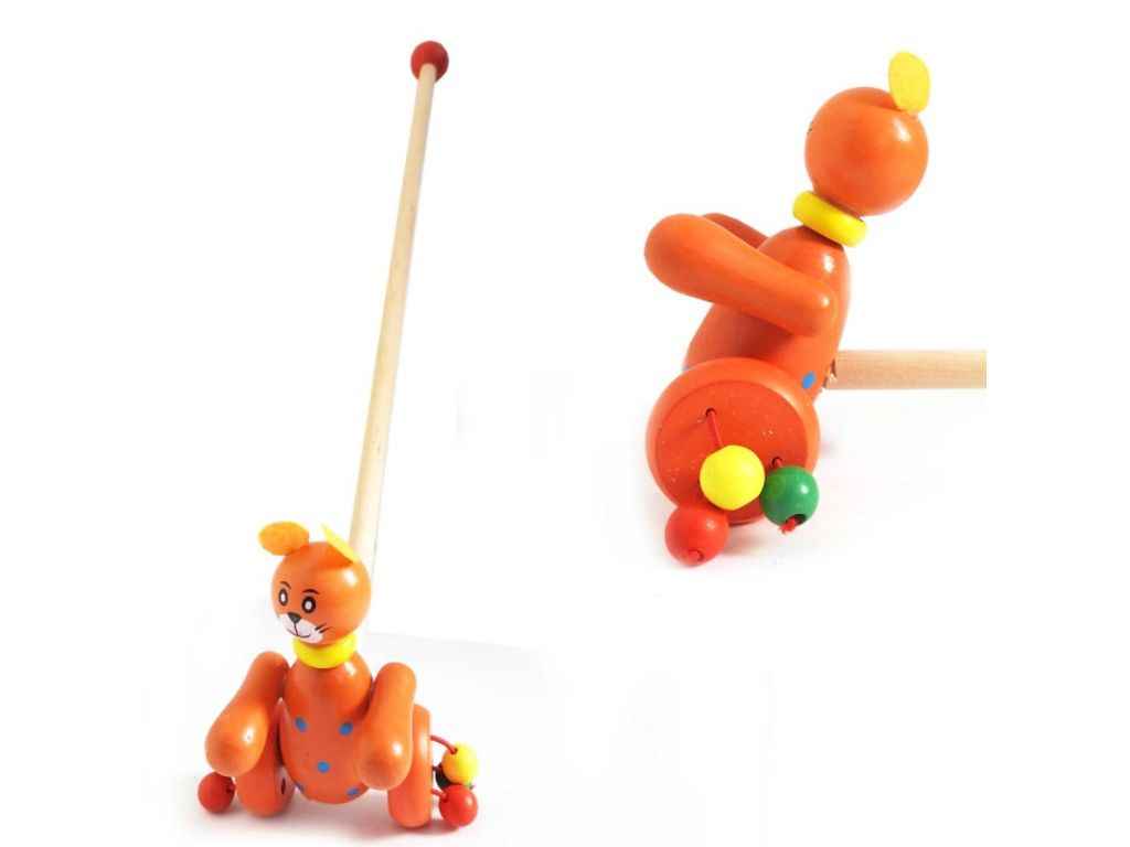 Деревяна іграшка Каталка 49см помаранчевий кіт 10см MD 1360 ТМ METR Деревяна іграшка Каталка 49см помаранчевий кіт 10см MD 1360 ТМ METR