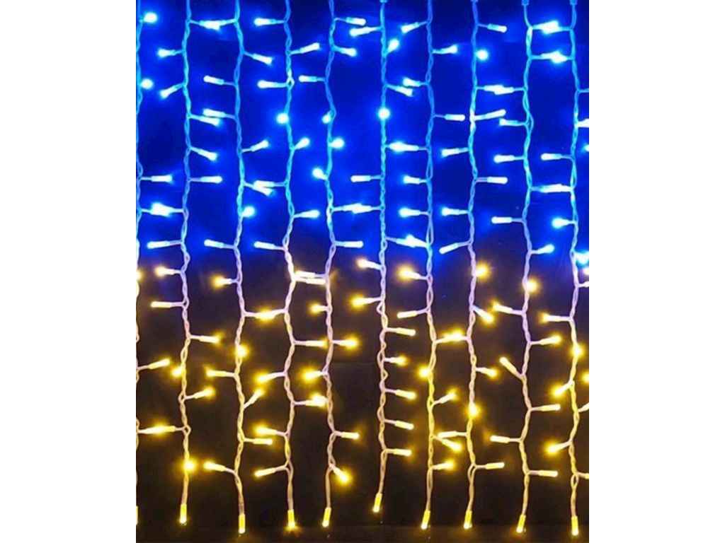 Гірлянда-шторка Водоспад-лінза 200LED жовто-синій 3*2м 220В (12ліній) ТМ КИТАЙ Гірлянда-шторка Водоспад-лінза 200LED жовто-синій 3*2м 220В (12ліній) ТМ КИТАЙ