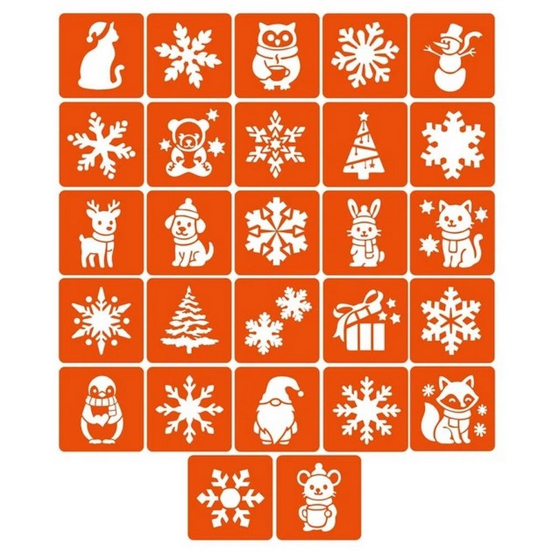 Набор трафаретов для био-тату "Зима" zima_5x5_27_1, 5х5 см Набор трафаретов для био-тату "Зима" zima_5x5_27_1, 5х5 см