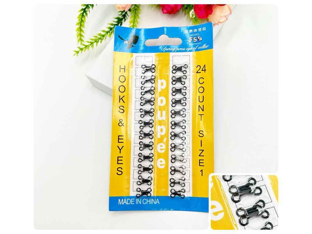 Гачки пришивні #1 7*12мм 24пари Чорний арт.ОСТ-229 ТМ КИТАЙ Гачки пришивні #1 7*12мм 24пари Чорний арт.ОСТ-229 ТМ КИТАЙ