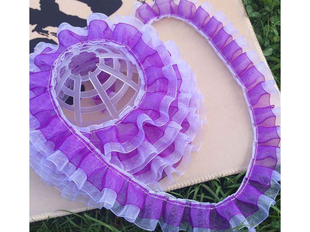 Тесьма 16,5м рюш 2,5см Бузковий Білий арт.18 ТМКИТАЙ Тесьма 16,5м рюш 2,5см Бузковий Білий арт.18 ТМКИТАЙ