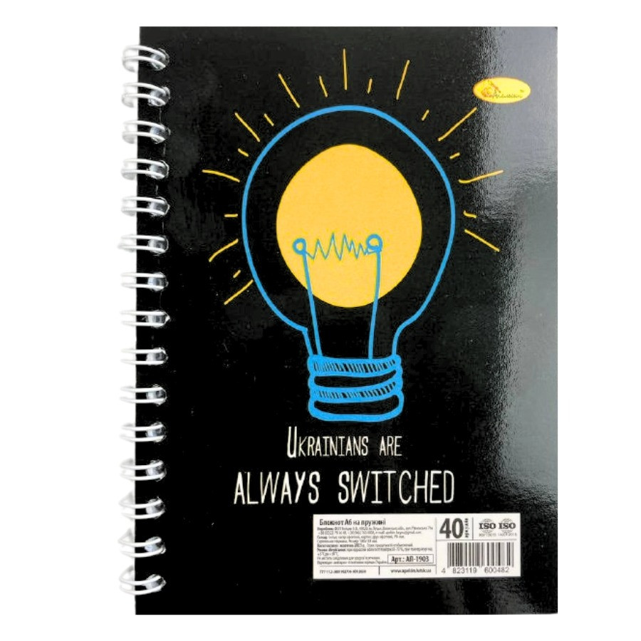 Блокнот А6 "Патріотичний" АП-1903-6, 40 аркушів, пружина збоку Блокнот А6 "Патріотичний" АП-1903-6, 40 аркушів, пружина збоку