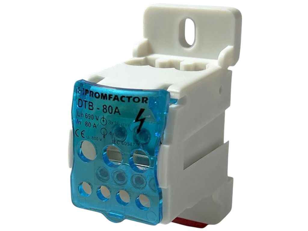 Крос-модуль Розподільчий клемний блок 80A (7 контактів) 690V DTB080 ТМPF Крос-модуль Розподільчий клемний блок 80A (7 контактів) 690V DTB080 ТМPF