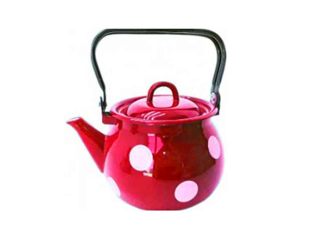 Чайник емальований 2,5л/4 Білий горох червоний (І27101/4) ТМ IDILIA Чайник емальований 2,5л/4 Білий горох червоний (І27101/4) ТМ IDILIA