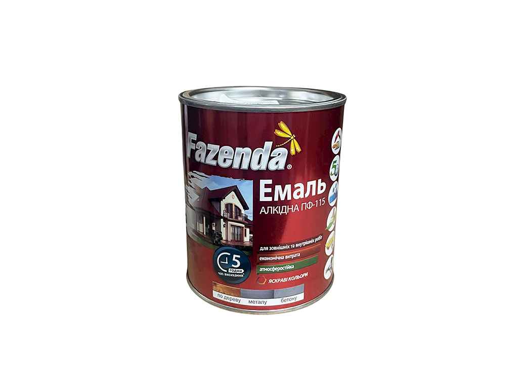 Емаль алкідна ПФ-115 Коричневий 0,9кг ТМ FAZENDA Емаль алкідна ПФ-115 Коричневий 0,9кг ТМ FAZENDA
