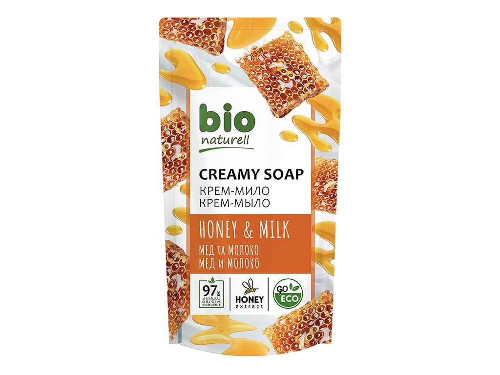 Крем-мило 460мл дой-пак «Мед з молоком» ТМ BIO NATURELL Крем-мило 460мл дой-пак «Мед з молоком» ТМ BIO NATURELL