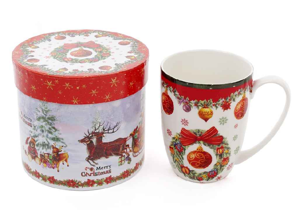 Чашка порцелянова Різдвяний орнамент в подарунк.кор., 375мл 498-210 ТМ BONADI Чашка порцелянова Різдвяний орнамент в подарунк.кор., 375мл 498-210 ТМ BONADI