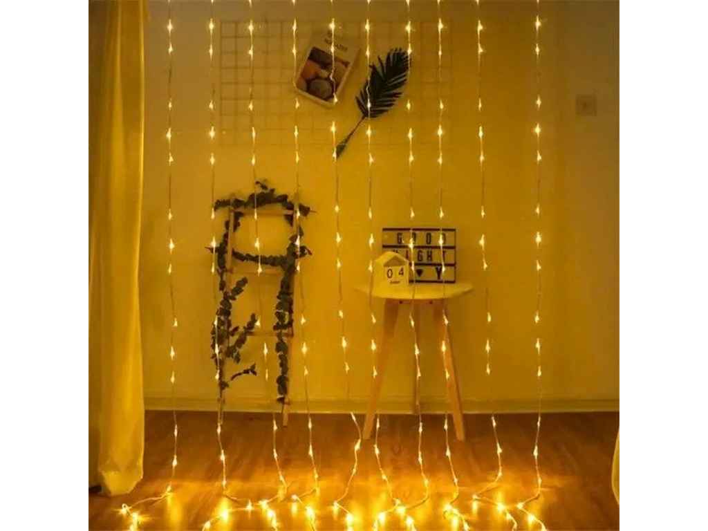 Гірлянда-шторка 240LED золото 3*1,5м прозорий шнур ТМ TLT Гірлянда-шторка 240LED золото 3*1,5м прозорий шнур ТМ TLT