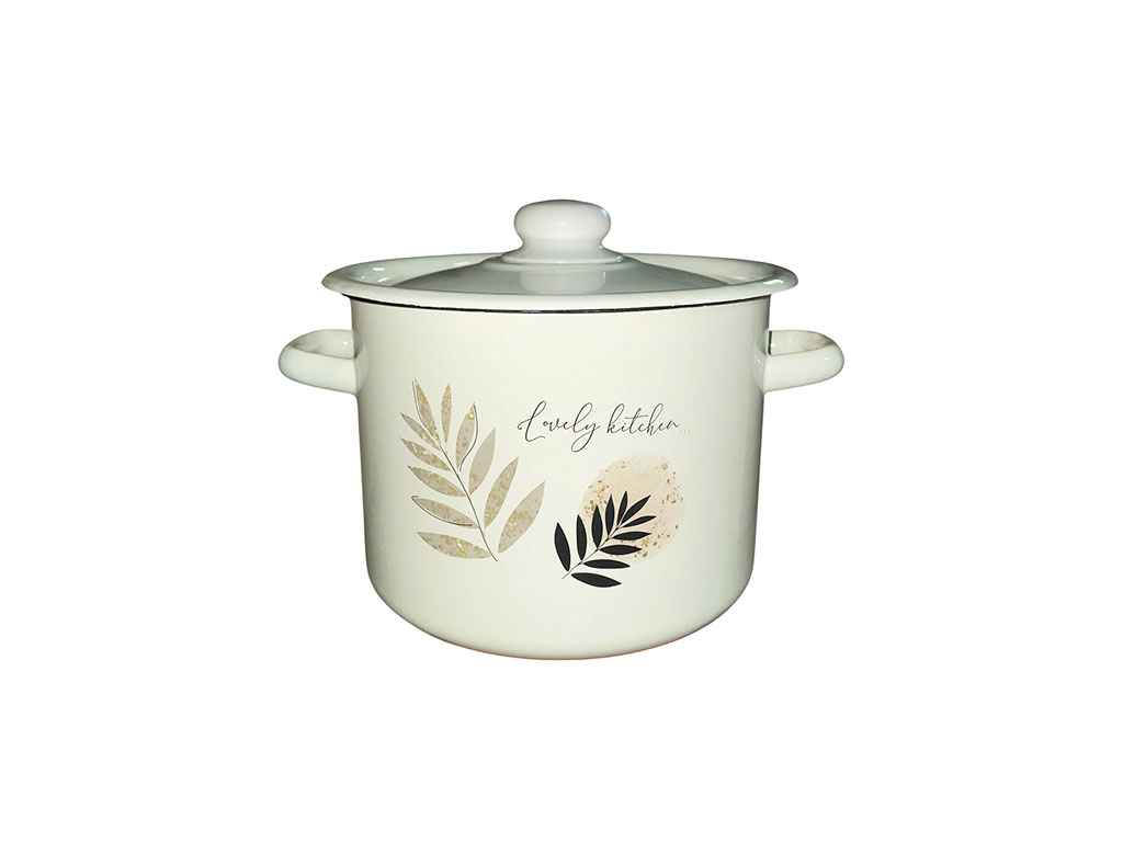 Каструля ем. 5,5л /2 циліндрична Мила Кухня - Листя (молочна) I1617/2 ТМ IDILIA Каструля ем. 5,5л /2 циліндрична Мила Кухня - Листя (молочна) I1617/2 ТМ IDILIA