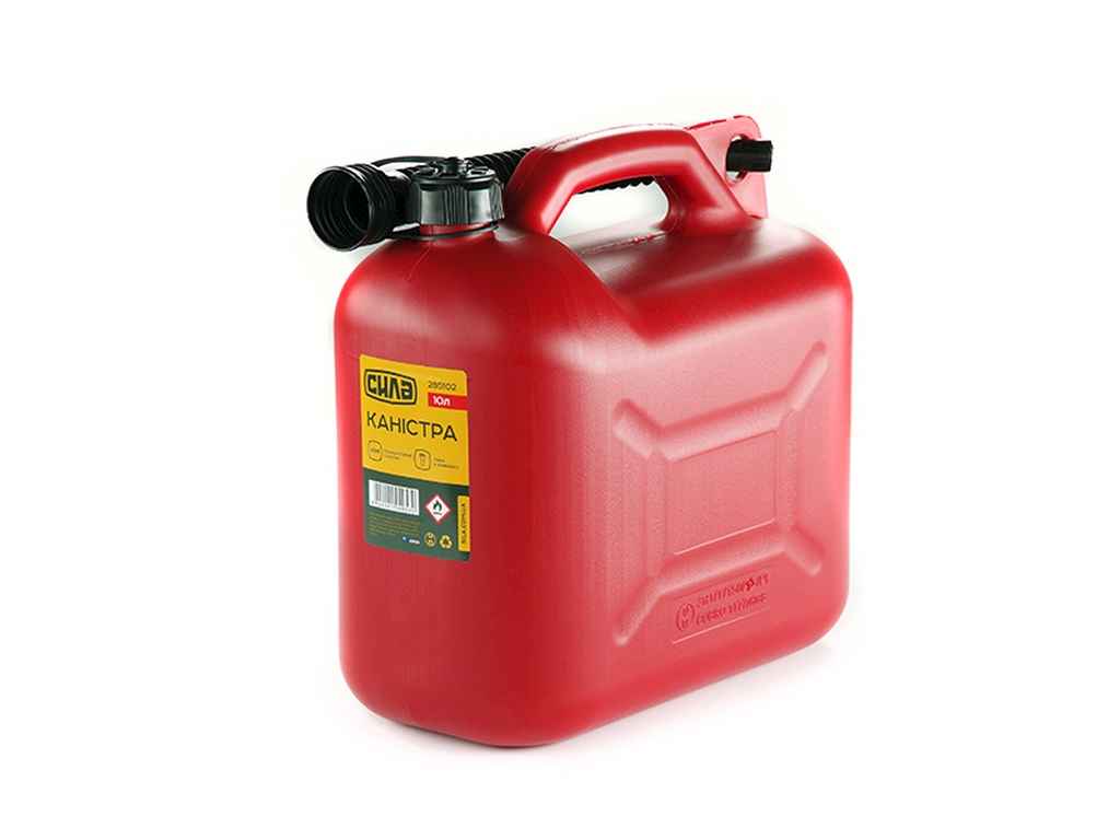 Каністра пластик 10л HDPE для палива з лійкою ТМСИЛА Каністра пластик 10л HDPE для палива з лійкою ТМСИЛА