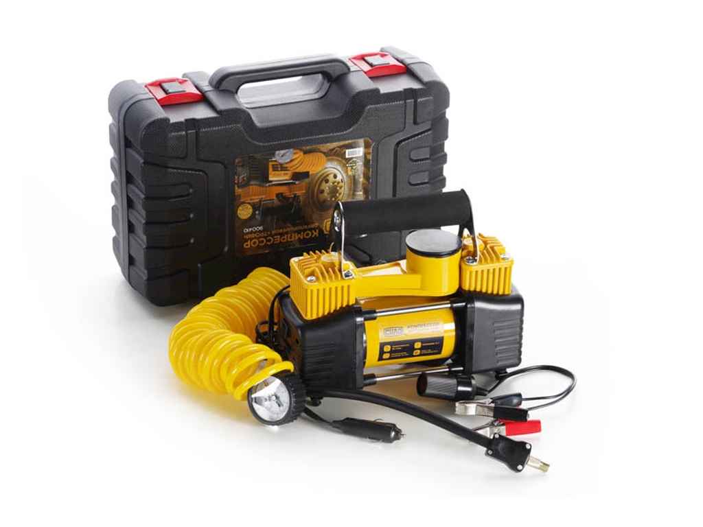 Компресор автомобільний 12V 85 двопоршневий ДАБЛ в кейсі 10Атм (Кручений шланг, клеми АКБ) ТМСИЛА Компресор автомобільний 12V 85 двопоршневий ДАБЛ в кейсі 10Атм (Кручений шланг, клеми АКБ) ТМСИЛА