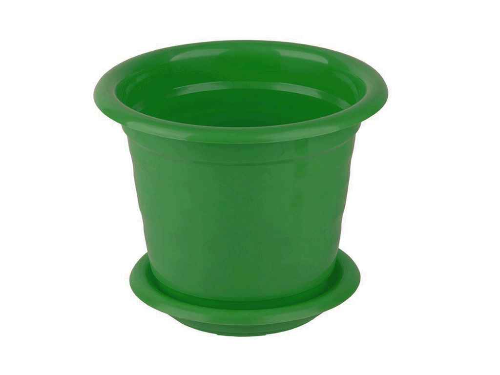 Горщик для квітів 700мл 140мм круглий з підст. зелений ТМ КОНСЕНСУС Горщик для квітів 700мл 140мм круглий з підст. зелений ТМ КОНСЕНСУС