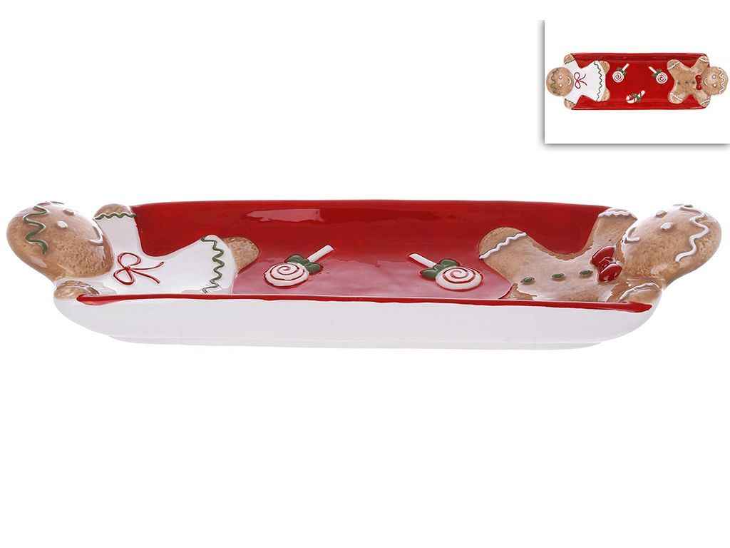 Блюдо сервірувальне 31х10х4,5см кераміка Веселі Пряники ТМ BONADI Блюдо сервірувальне 31х10х4,5см кераміка Веселі Пряники ТМ BONADI