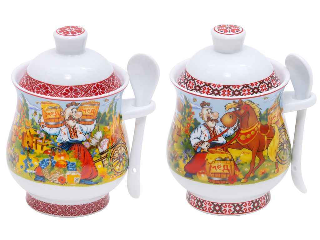 Медовниця 400мл порцелянова з ложкою Україна, 2 дизайни ТМ BONADI Медовниця 400мл порцелянова з ложкою Україна, 2 дизайни ТМ BONADI