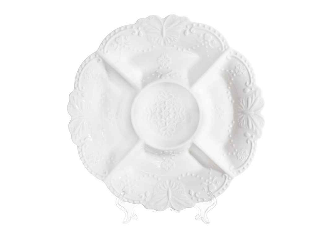 Менажниця порцеляна Мереживо d=27см ТМ BONADI Менажниця порцеляна Мереживо d=27см ТМ BONADI