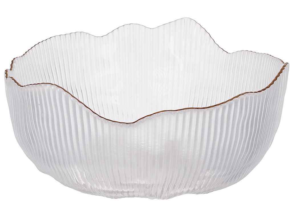 Салатник скляний Fleur 12,7х6,5см, прозорий із золотим обідком ТМ BONADI Салатник скляний Fleur 12,7х6,5см, прозорий із золотим обідком ТМ BONADI