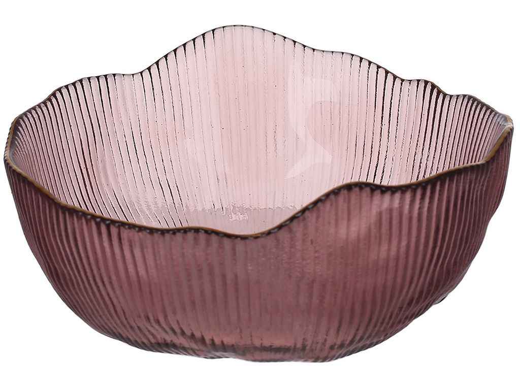 Салатник скляний Fleur 13х5,5см пурпурний із золотим обідком ТМ BONADI Салатник скляний Fleur 13х5,5см пурпурний із золотим обідком ТМ BONADI