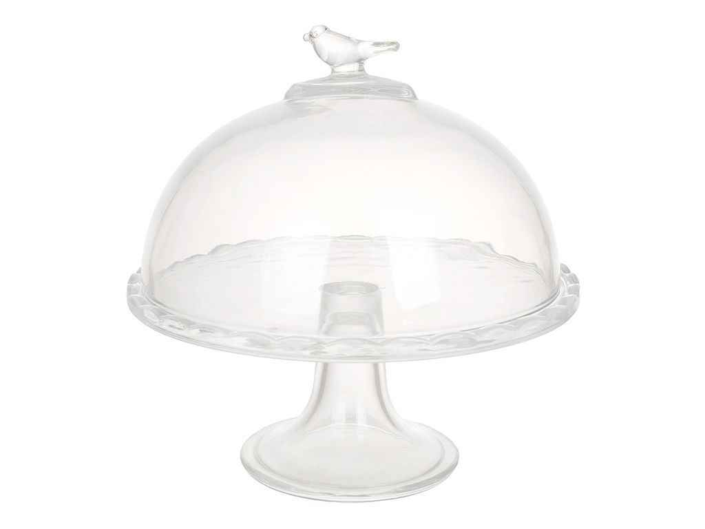 Тортівниця 19,3х19см скляна на ніжці з кришкою Bird ТМBONADI Тортівниця 19,3х19см скляна на ніжці з кришкою Bird ТМBONADI