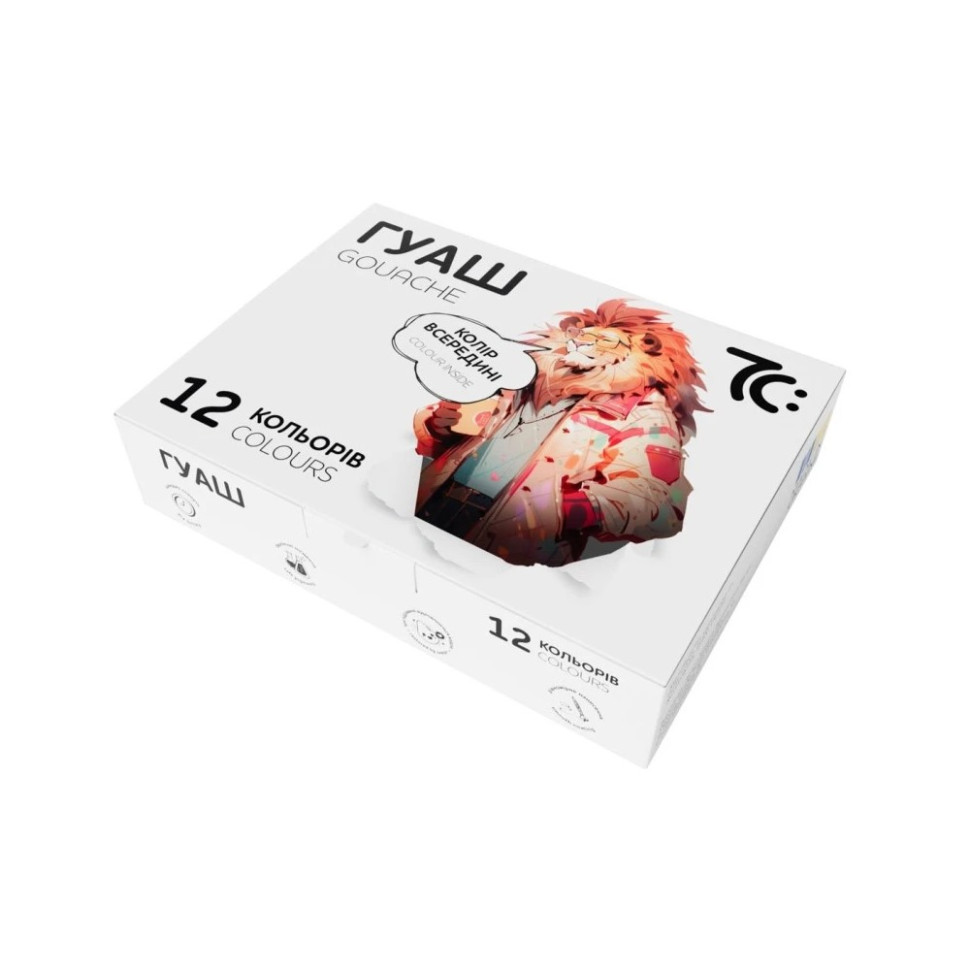 Дитячі гуашеві фарби 7C21204, 12 кольорів по 16 мл Дитячі гуашеві фарби 7C21204, 12 кольорів по 16 мл