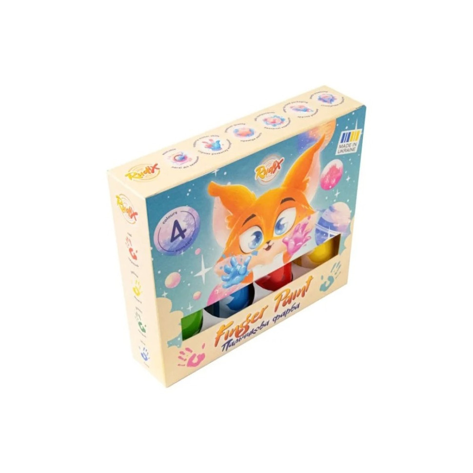 Набір пальчикових фарб 840401, 4 кольори по 60 мл, туба Набір пальчикових фарб 840401, 4 кольори по 60 мл, туба