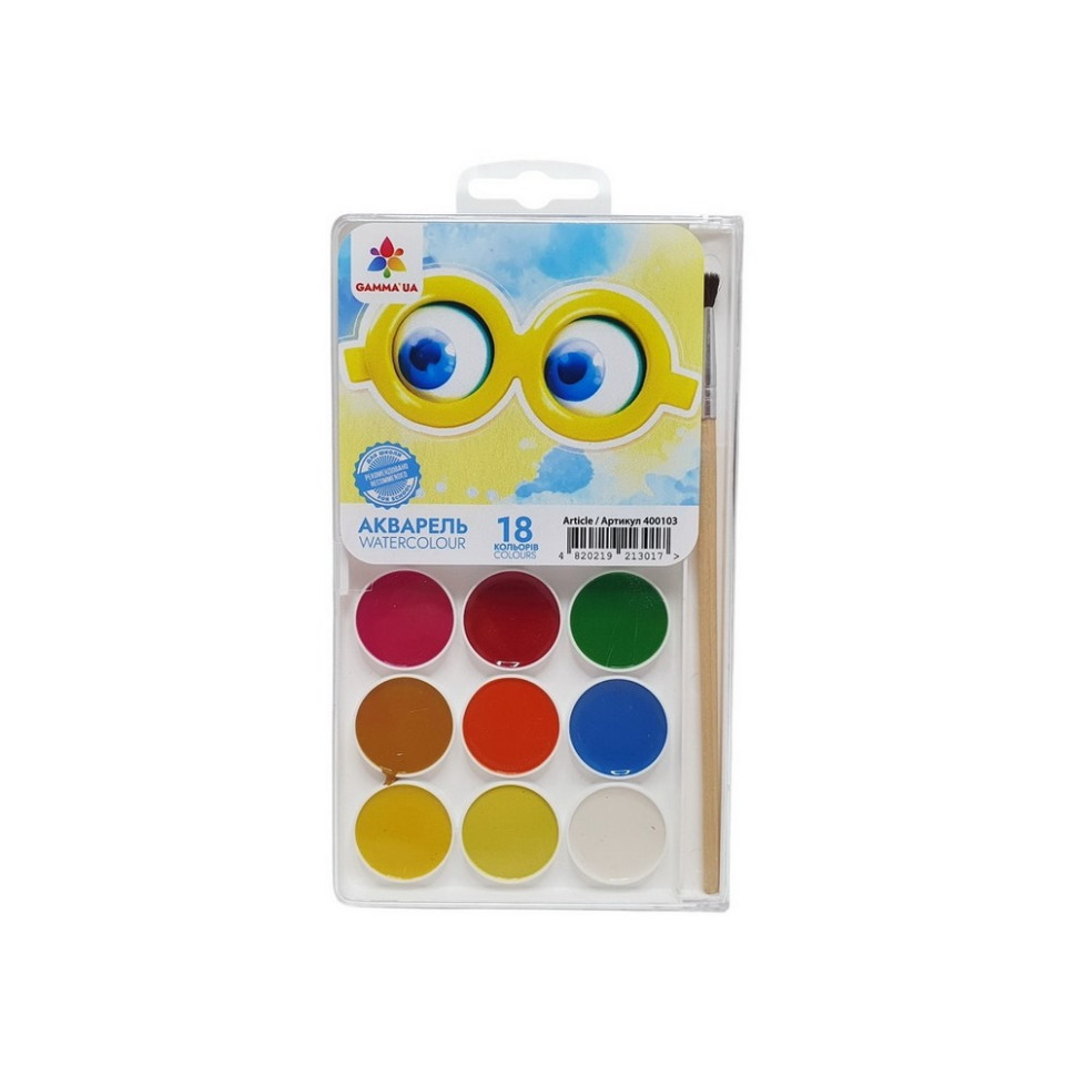 Дитяча медова акварель 400103, 18 кольорів Дитяча медова акварель 400103, 18 кольорів
