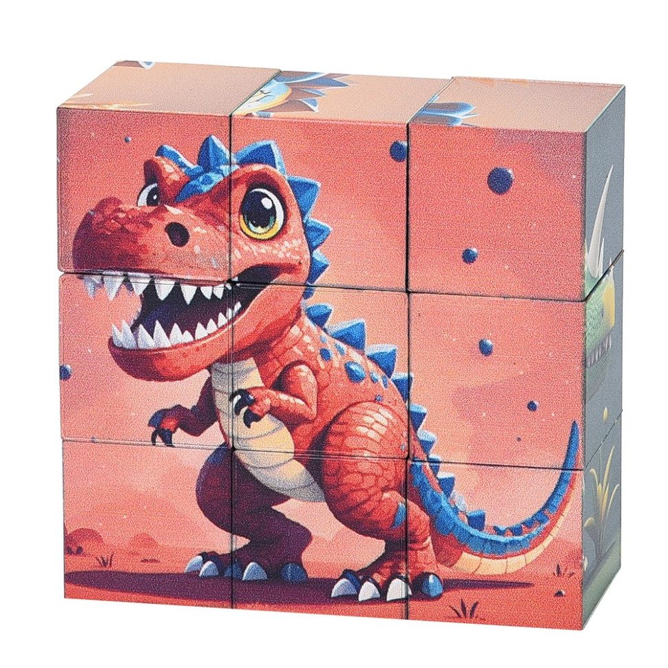 Детский магнитный кубик-пазл "Драконы-динозавры" CL325-1, 3 х 3 Детский магнитный кубик-пазл "Драконы-динозавры" CL325-1, 3 х 3