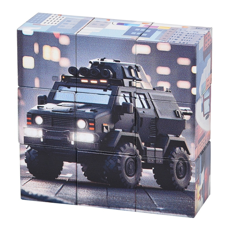 Детский магнитный кубик-пазл "Машины строительные" CL325-3, 3 х 3 Детский магнитный кубик-пазл "Машины строительные" CL325-3, 3 х 3