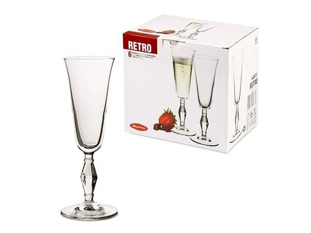 Набір келихів для шампанського, 190мл RETRO (6шт) 440075 ТМ PASA Набір келихів для шампанського, 190мл RETRO (6шт) 440075 ТМ PASA