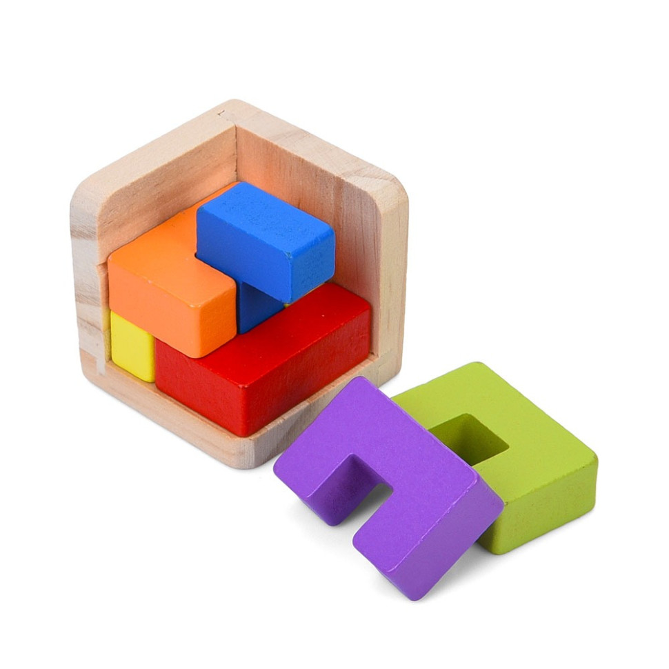Деревянная Куб-головоломка MD 0758-1 подставка 6 элементов Деревянная Куб-головоломка MD 0758-1 подставка 6 элементов