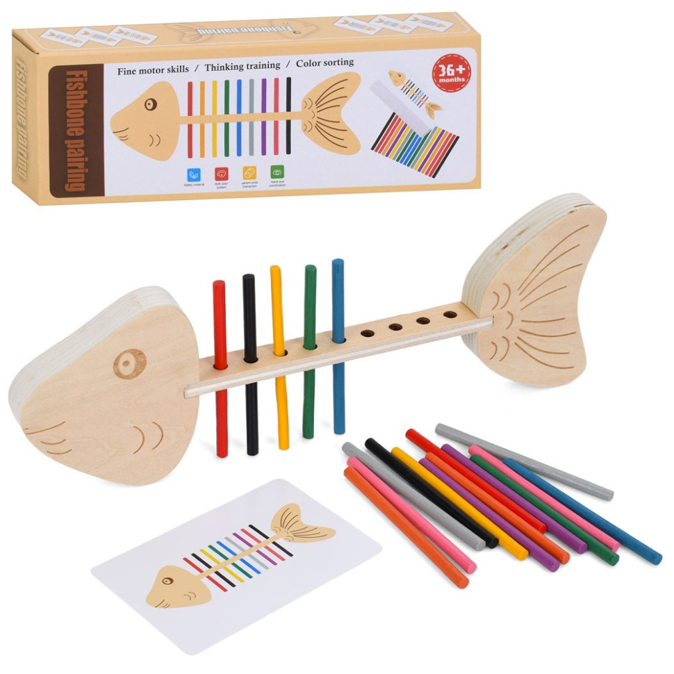 Деревянная игрушка сортер "Рыба" MD 0746 цветные палочки Деревянная игрушка сортер "Рыба" MD 0746 цветные палочки