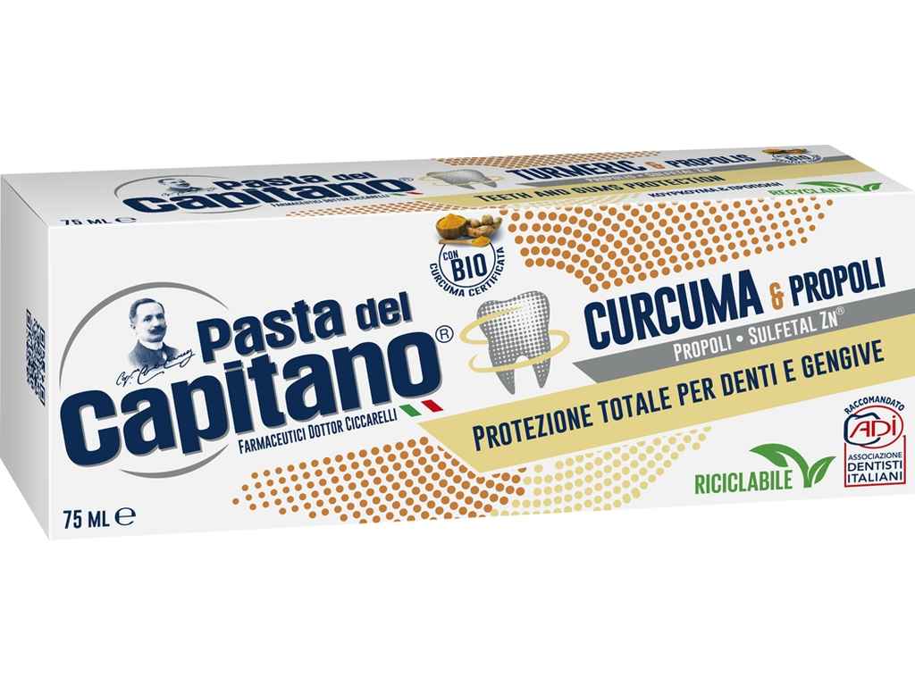 Зубна паста 75мл TurmericPropolis з куркумою та прополісом ТМ Pasta del Capitano Зубна паста 75мл TurmericPropolis з куркумою та прополісом ТМ Pasta del Capitano