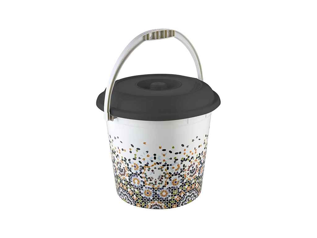 Відро 10л мозаїка з дек. з кришкою (Ø34x31см) ТМ ELIF PLASTIK Відро 10л мозаїка з дек. з кришкою (Ø34x31см) ТМ ELIF PLASTIK