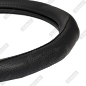 Чохол на кермо шкіра "M" (37-38см) чорний Elegant 105794/Аналог004/перфорація/біла осн/1 шов(8,5см). Зображення №2