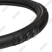 Чохол на кермо шкіра "М" (37-38см) чорний Elegant 105791 масажер/біла основа/1 шов(8,5см). Зображення №2