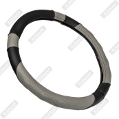 Чохол на кермо шкіра "М" (37-38см) чорний Elegant 105798 перфорація+сірі вставки/біла основа/1 шов. Изображение №2