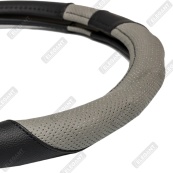 Чохол на кермо шкіра "М" (37-38см) чорний Elegant 105798 перфорація+сірі вставки/біла основа/1 шов. Изображение №3