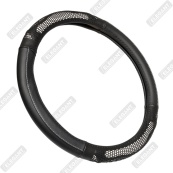 Чохол на кермо шкіра "М" (37-38см) чорний Elegant 105805 біла вставка/біла основа/4 шва(8,5см). Зображення №3