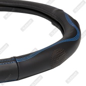 Чохол на кермо шкіра "М" (37-38см) чорний Elegant 105800 прошита синя нитка/біла основа/4 шва(8,5см). Изображение №3