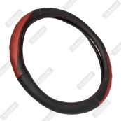 Чохол на кермо шкіра "М" (37-38см) чорний Elegant 105808 перфорац+червона вставка/біла основа/4 шва. Зображення №2 Чохол на кермо шкіра "М" (37-38см) чорний Elegant 105808 перфорац+червона вставка/біла основа/4 шва. Зображення №2