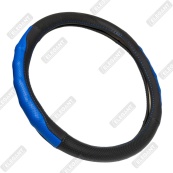 Чохол на кермо шкіра "М" (37-38см) чорний Elegant 105809 перфорація+синя вставка /біла основа/4 шва. Изображение №2