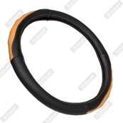 Чохол на кермо шкіра "М" (37-38см) чорний Elegant 105810 перфорац+коричнева вставка/біла основ/4 шва. Изображение №2 Чохол на кермо шкіра "М" (37-38см) чорний Elegant 105810 перфорац+коричнева вставка/біла основ/4 шва. Изображение №2