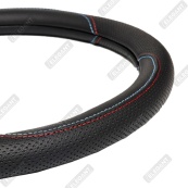 Чохол на кермо шкіра "S" (36см) чорний Elegant 105795 перфорація прошита ниткою червоно-синьою/1 шов. Изображение №2