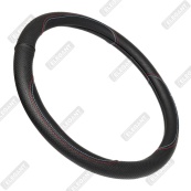 Чохол на кермо шкіра "S" (36см) чорний Elegant 105795 перфорація прошита ниткою червоно-синьою/1 шов. Изображение №3