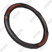 Чохол на кермо шкіра "М" (37-38см) чорний Elegant 105806 червона вставка/біла основа/4 шва(8,5см). Изображение №3